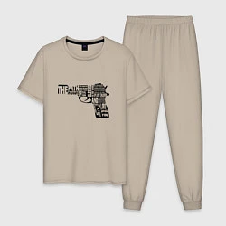 Пижама хлопковая мужская Pulp Fiction Gun, цвет: миндальный