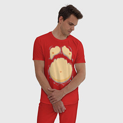 Пижама хлопковая мужская Пивной живот, цвет: красный — фото 2