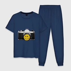 Пижама хлопковая мужская Фото-smile, цвет: тёмно-синий