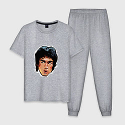 Пижама хлопковая мужская Bruce Lee Art, цвет: меланж