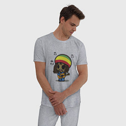 Пижама хлопковая мужская Маленький Боб Марли, цвет: меланж — фото 2