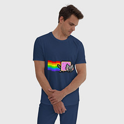 Пижама хлопковая мужская Nyan Cat, цвет: тёмно-синий — фото 2