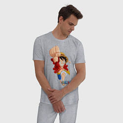 Пижама хлопковая мужская Ван-Пис, цвет: меланж — фото 2