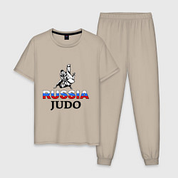 Пижама хлопковая мужская Russia judo, цвет: миндальный