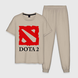 Пижама хлопковая мужская Dota 2: Logo, цвет: миндальный