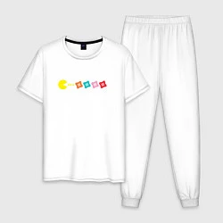 Пижама хлопковая мужская Destiny Pac-man, цвет: белый
