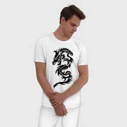 Пижама хлопковая мужская Тату-дракон9, цвет: белый — фото 2