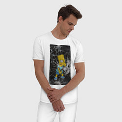 Пижама хлопковая мужская Барт хулиган, цвет: белый — фото 2