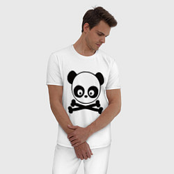 Пижама хлопковая мужская Skull panda, цвет: белый — фото 2
