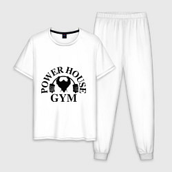 Пижама хлопковая мужская Power House Gym, цвет: белый