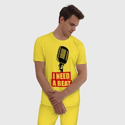 Пижама хлопковая мужская I Need A Beat, цвет: желтый — фото 2