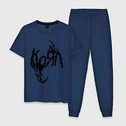 Пижама хлопковая мужская Korn bones, цвет: тёмно-синий