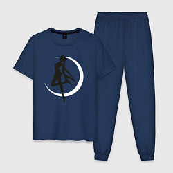 Пижама хлопковая мужская Луна, цвет: тёмно-синий