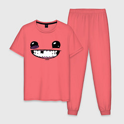 Пижама хлопковая мужская Super Meat Boy: Face, цвет: коралловый