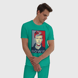 Пижама хлопковая мужская Bowie Poster, цвет: зеленый — фото 2
