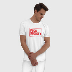 Пижама хлопковая мужская F Society, цвет: белый — фото 2