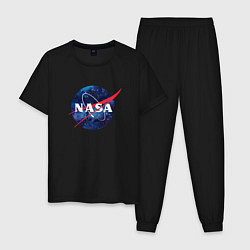 Пижама хлопковая мужская NASA: Cosmic Logo, цвет: черный