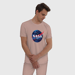 Пижама хлопковая мужская NASA: Cosmic Logo цвета пыльно-розовый — фото 2