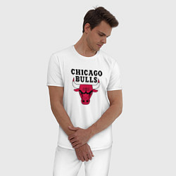 Пижама хлопковая мужская Chicago Bulls, цвет: белый — фото 2