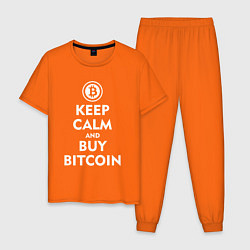 Пижама хлопковая мужская Keep Calm & Buy Bitcoin цвета оранжевый — фото 1
