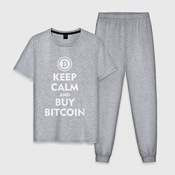 Пижама хлопковая мужская Keep Calm & Buy Bitcoin, цвет: меланж