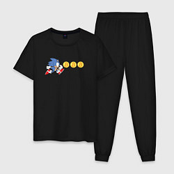 Пижама хлопковая мужская Монетный Соник, цвет: черный