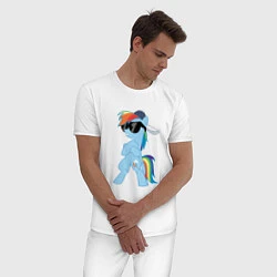 Пижама хлопковая мужская Крутая пони, цвет: белый — фото 2