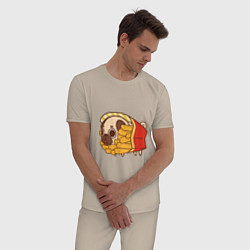 Пижама хлопковая мужская Мопс-картофель фри, цвет: миндальный — фото 2