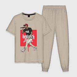 Пижама хлопковая мужская Kendrick Lamar, цвет: миндальный