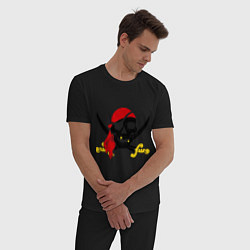 Пижама хлопковая мужская Пиратская футболка, цвет: черный — фото 2