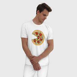 Пижама хлопковая мужская Её пицца, цвет: белый — фото 2