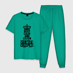 Пижама хлопковая мужская Keep Calm & Listen Suicide Silence цвета зеленый — фото 1
