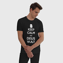 Пижама хлопковая мужская Keep Calm & Deus Vult, цвет: черный — фото 2