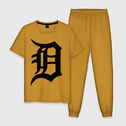 Пижама хлопковая мужская Detroit Tigers, цвет: горчичный