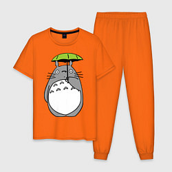 Пижама хлопковая мужская Totoro с зонтом, цвет: оранжевый