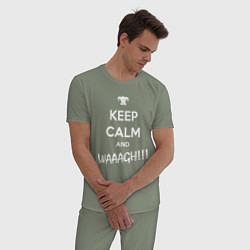 Пижама хлопковая мужская Keep Calm & WAAAGH, цвет: авокадо — фото 2