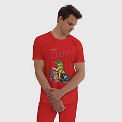 Пижама хлопковая мужская Zelda: Tri force heroes, цвет: красный — фото 2