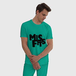 Пижама хлопковая мужская Misfits цвета зеленый — фото 2
