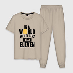Пижама хлопковая мужская Be A Eleven, цвет: миндальный