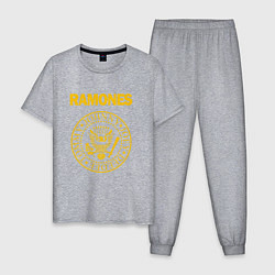 Пижама хлопковая мужская Ramones, цвет: меланж