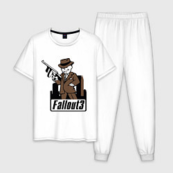 Пижама хлопковая мужская Fallout Man with gun, цвет: белый