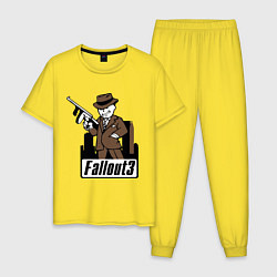 Пижама хлопковая мужская Fallout Man with gun, цвет: желтый