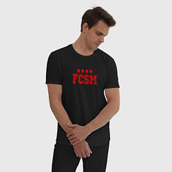 Пижама хлопковая мужская FCSM Club цвета черный — фото 2