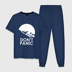 Пижама хлопковая мужская Elon: Don't Panic, цвет: тёмно-синий