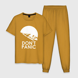 Пижама хлопковая мужская Elon: Don't Panic, цвет: горчичный