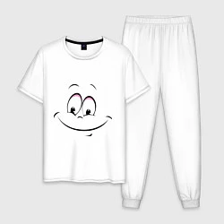 Пижама хлопковая мужская Позитив со всех сторон, цвет: белый