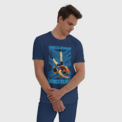 Пижама хлопковая мужская Greco-roman wrestling, цвет: тёмно-синий — фото 2