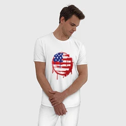 Пижама хлопковая мужская Кровавая Америка, цвет: белый — фото 2