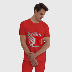 Пижама хлопковая мужская N7 Elite, цвет: красный — фото 2