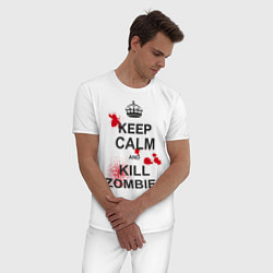 Пижама хлопковая мужская Keep Calm & Kill Zombies, цвет: белый — фото 2